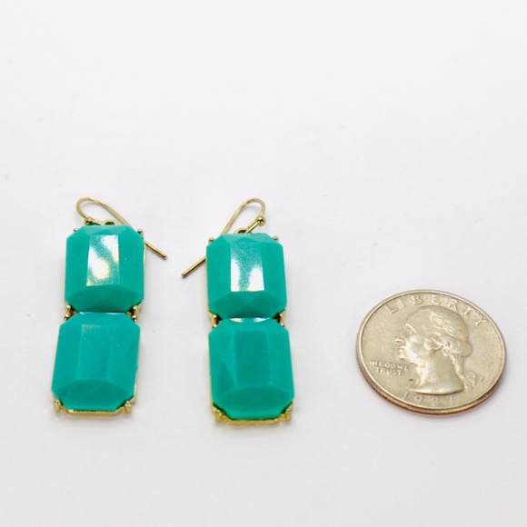 Turquoise Drop Earrings Gold Tone Fashion Statement Earrings For Her - Picture 2 of 2